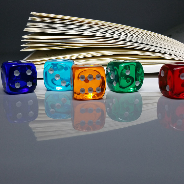 bog, held og lykke, Lucky dice, Cube, farverige