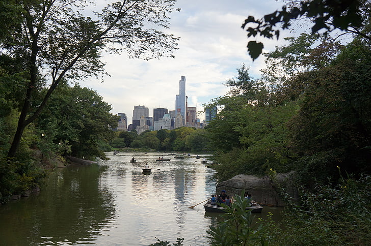 New york, Central park, parku, Manhattan, město, jezero, budova