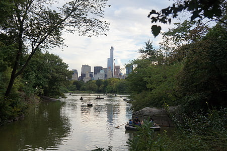 nueva york, Parque Central, Parque, Manhattan, ciudad, Lago, edificio