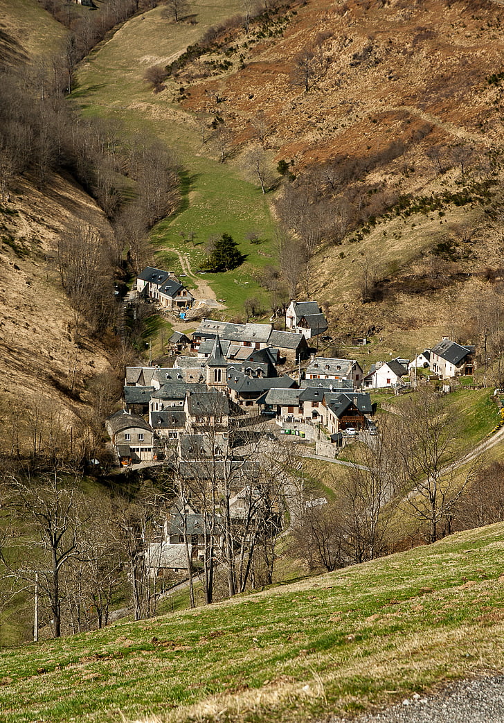 Pyrénées, хотел Béarn, долината, село, мине Аспита, планински, история