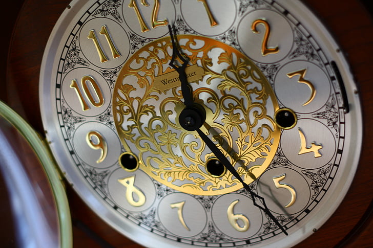 antik, óra, közeli kép:, idő, időmérő
