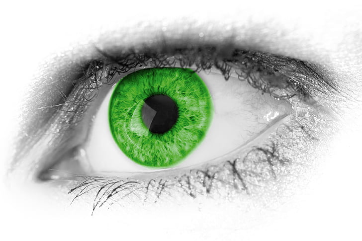 menschlichen, Auge, Grün, Kontakt, Objektiv, abstrakt, Schönheit
