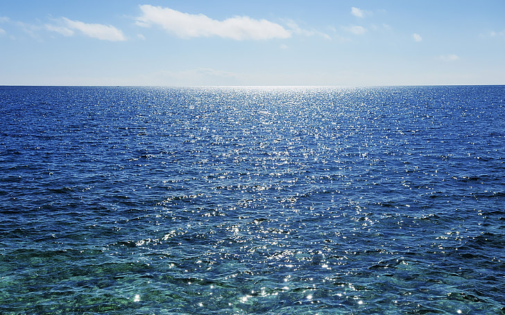 Horizon, zee, blauw, water, natuur