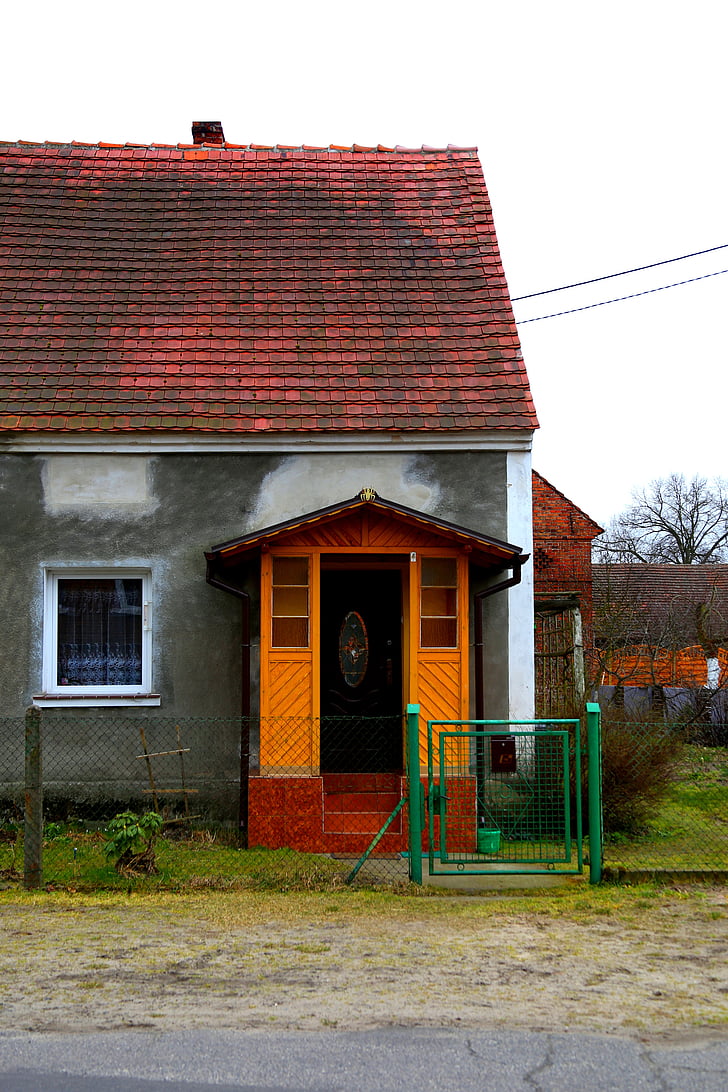 Lubuskie, Bower, dörren, västra polska, Polen, hus, byn