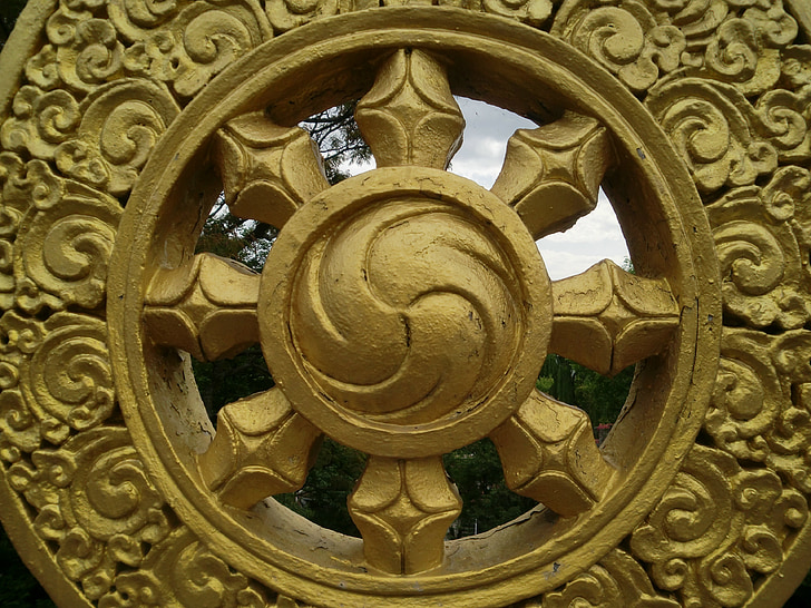 zlato, klášter, Tibetské, Indie, Dharma, symbol