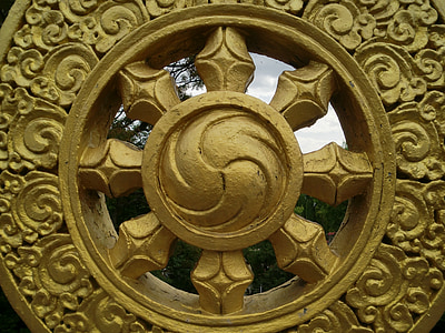 ouro, Mosteiro, tibetano, Índia, Darma, símbolo