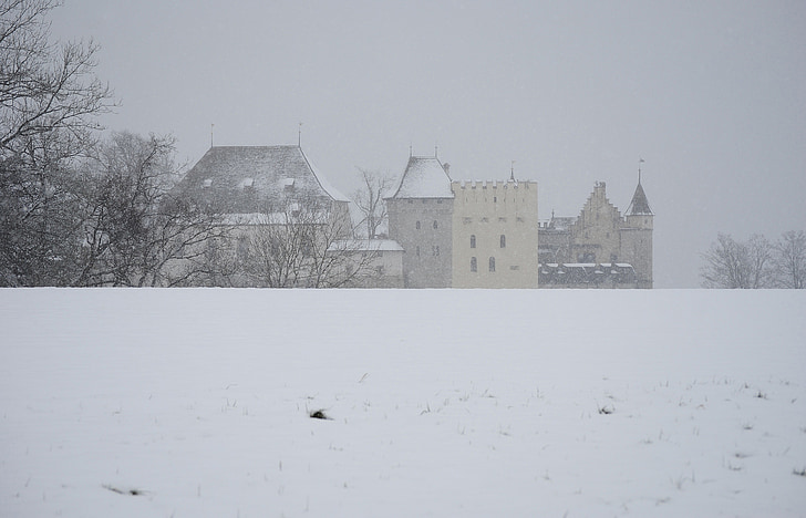 zárt lenzburg, téli, hó flurry, havazás, Habsburg, téli benyomások