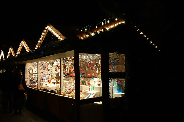 christmas market, stand, sales stand, market, stall, lighting, bude