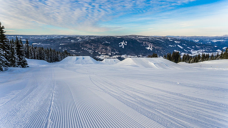 Skiën, koude, hellingen, winter, ochtend, Ski, Resort