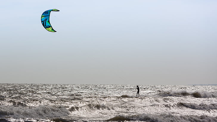 kite surfer, szél, tenger, Sky, szörfös, szörfözés, sport