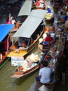 ダムヌンサドアック水上マーケット, タイ, 伝統的です, バンコク, 水, マーケットプ レース, 人