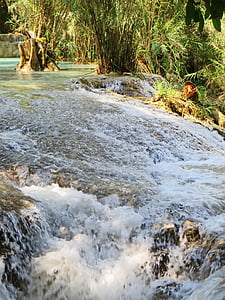 Laos, Pokud kwang, Kuang-li, Kaskáda, na podzim, vodopád, voda Palm