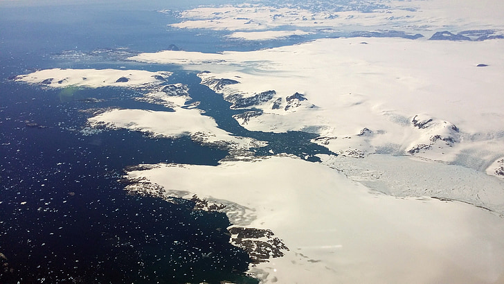 Гренландия, снег, вид сверху