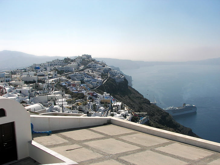 Santorini, Cyclades, Grécia, Ilha do vulcão, Hellas, Mar Egeu, caldeira