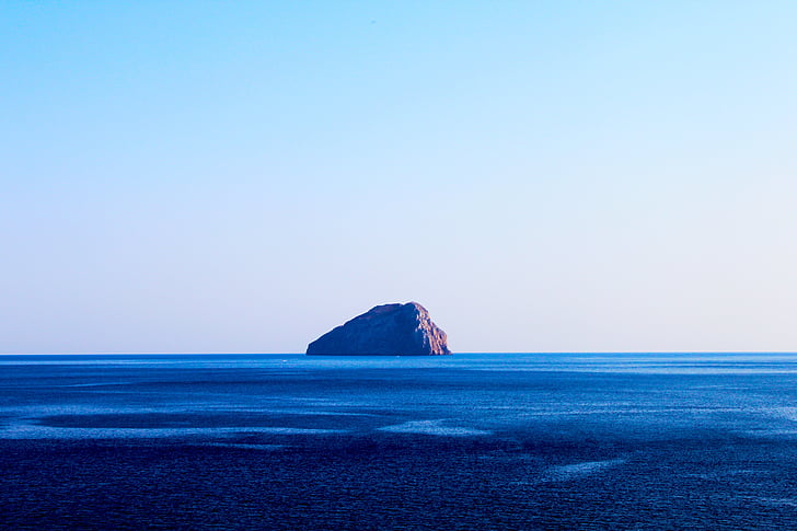 øya, hav, dagtid, Cliff, Rock, Horizon, sjøen