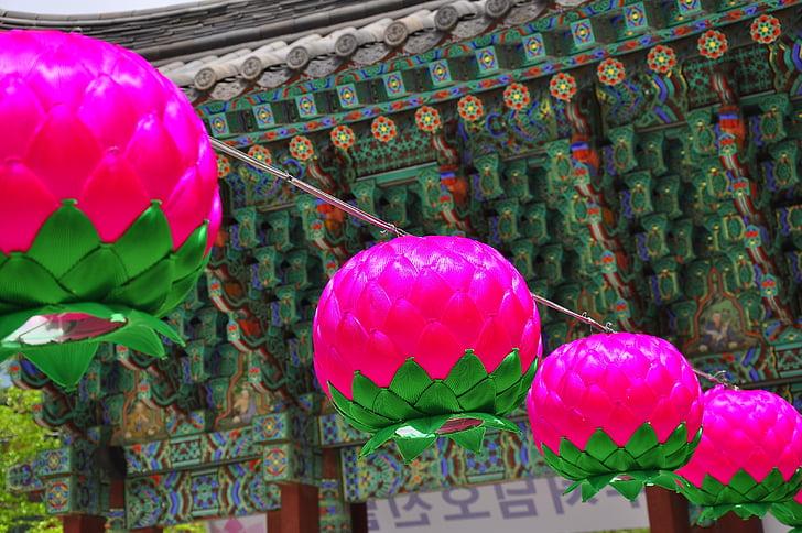 Corea, Templo de, Lotus, linterna, Asia, culturas, decoración