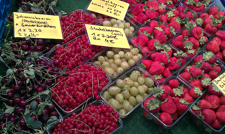 jordbrukarna lokala marknaden, frukter, frukt, mat, Frisch, marknaden
