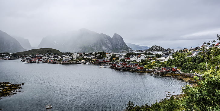 Lofoten, Norge, öar, fisherman's village, nordiska, Nordland, byn