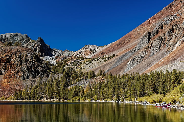 California, tó, hegyek, blaumhimmel, Amerikai Egyesült Államok, Yosemite, természet