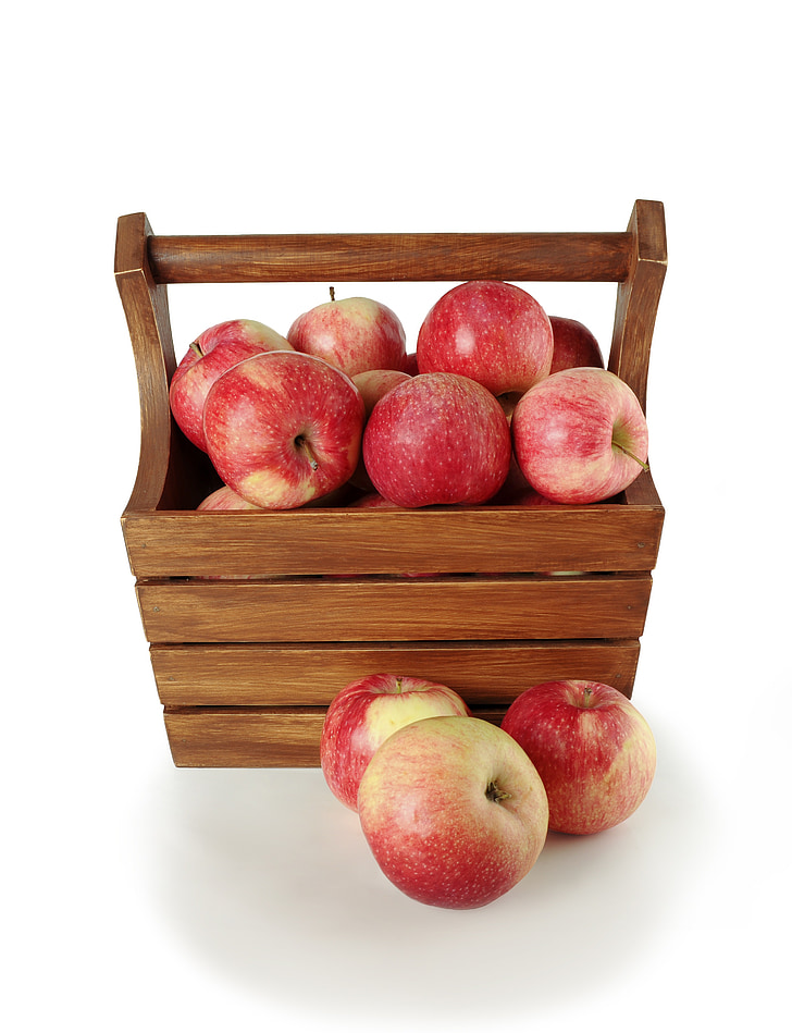 apples, basket, set, vintage, isolated, background, fruit