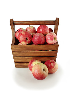 obuoliai, krepšys, rinkinys, derlius, izoliuotas, fono, vaisių