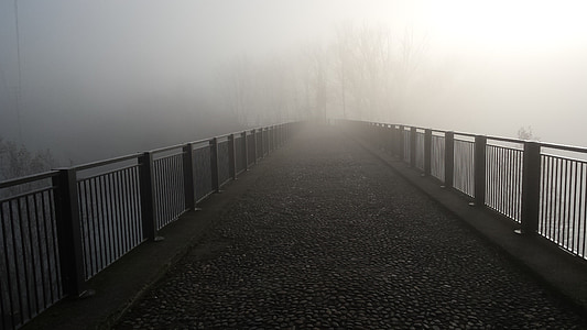 pont, brouillard, paysage urbain, ponts, paysage, hiver