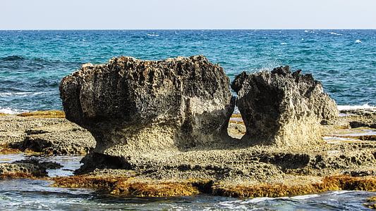 Siprus, Cavo greko, batu, pantai berbatu, laut