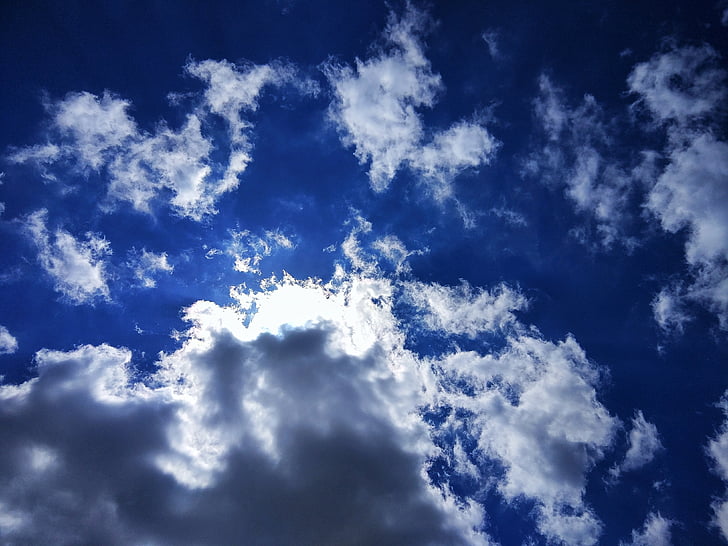 sky, clouds, blue, summer, bright blue sky, weather, clouds form