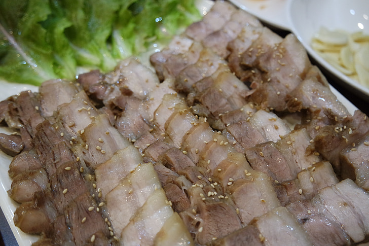 varkensvlees, Bossam, Koreaans voedsel, suyuk, koken, Eetkamer, traditionele keuken