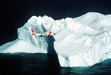 berg ijs, vliegtuig, vliegen, kustwacht, c-130, vliegtuig, Oceaan