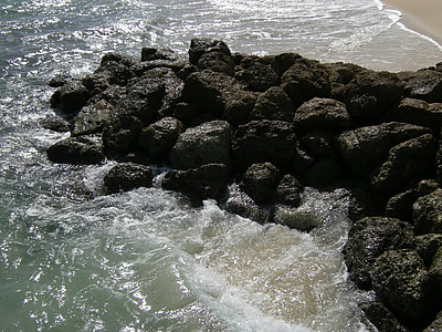 海浪, 岩石, 水, 波, 海洋, 海滩, 度假