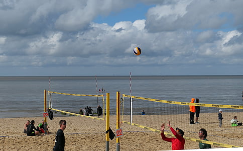 volley-ball, Beach-volley, plage, amusement, sable, mer, Loisirs