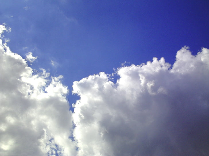 Cumulus, awan, langit, biru, Agustus, musim panas, alam