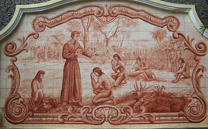 Padre anchieta, indianerne, Catechesis, dekorerede fliser, São vicente