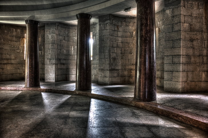 colonnade, columns, ancient, shadows, interior, marble, arcade