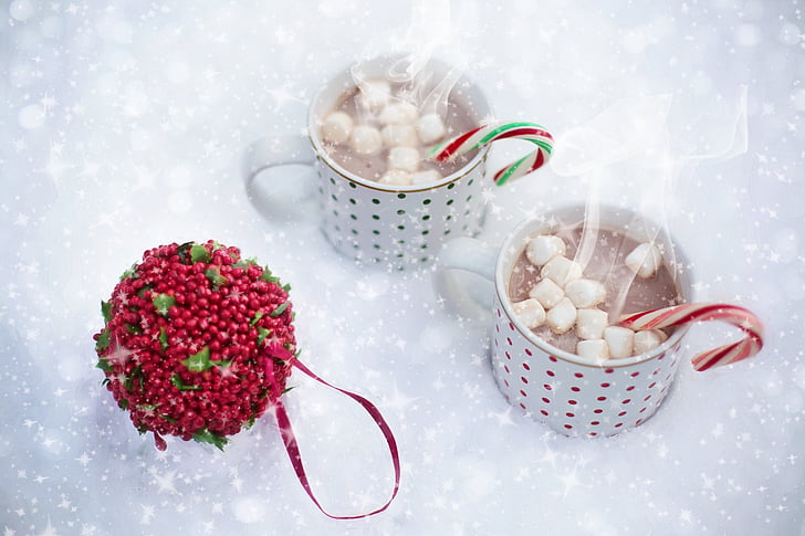 xocolata calenta, neu, mocador, Nadal, calenta, beguda, l'hivern