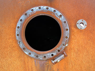 hatch, rust, metal, iron, tank, industrial, abstract