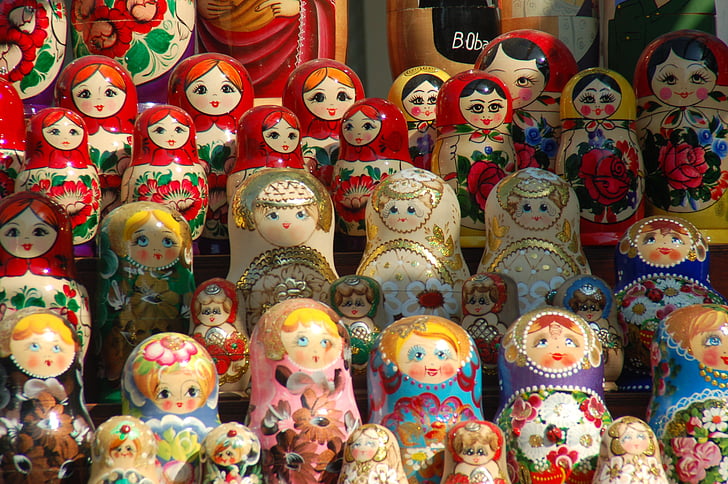 Russische Puppen, Matrioshkas, Handgelenk, Tradition, Speicher, Souvenir, Handwerk