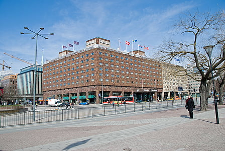 Hotel, Sheraton hotel, Stockholm, Sverige, byen, Skandinavia, fasade