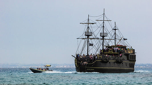 塞浦路斯, 阿依纳帕, 游轮, 旅游, 休闲, 海盗船