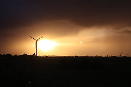 Sunset, Tanska, ympäristö, turbiini, tuulimylly