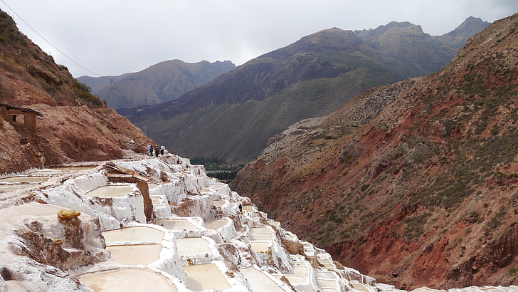 sůl, Posvátné údolí, Peruánský, Salinas, bílá, minerální, salineras