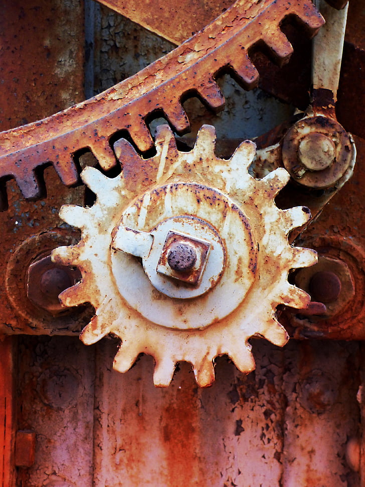 mechanism, gears, machine, mechanical, rusty, old, machinery