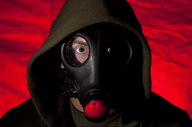 Soldat, Beschränkung des Sauerstoffmaske, Objektive, Porträt, Marine, Männlich, beängstigend