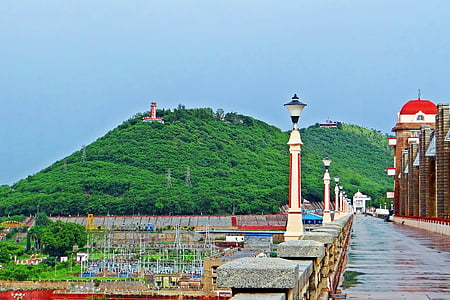 Tungabhadra dam, Hospet, chemin du barrage, construction, paysage, attraction touristique, béton