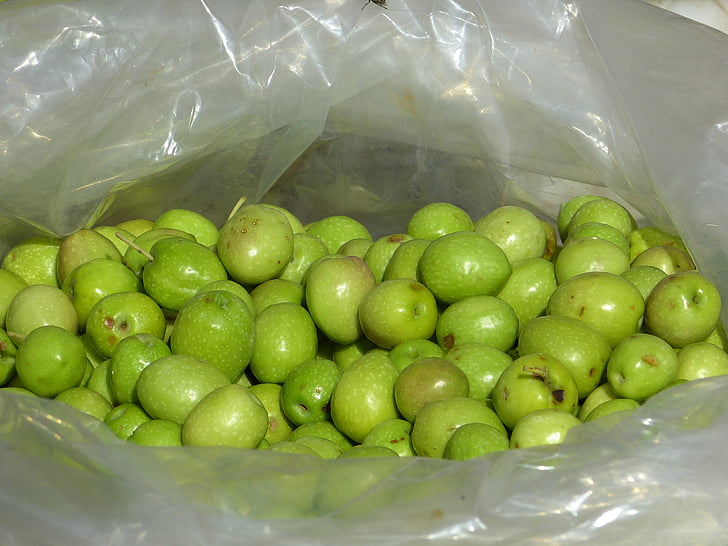 Oliver, grön, gröna oliver, stenfrukter, marknaden