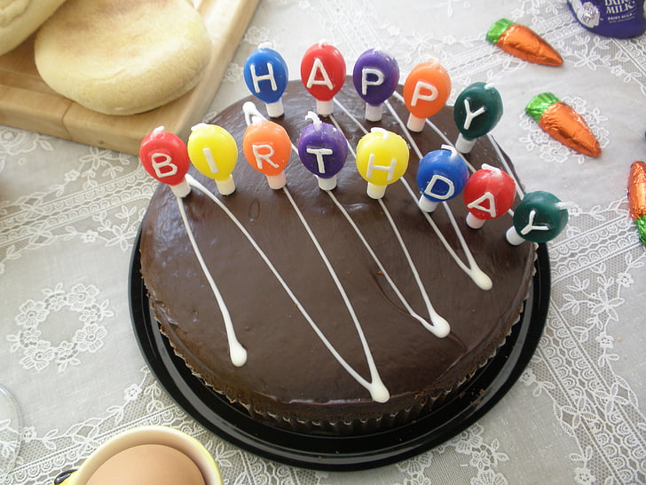 kage, fødselsdag, chokolade, mad, dessert