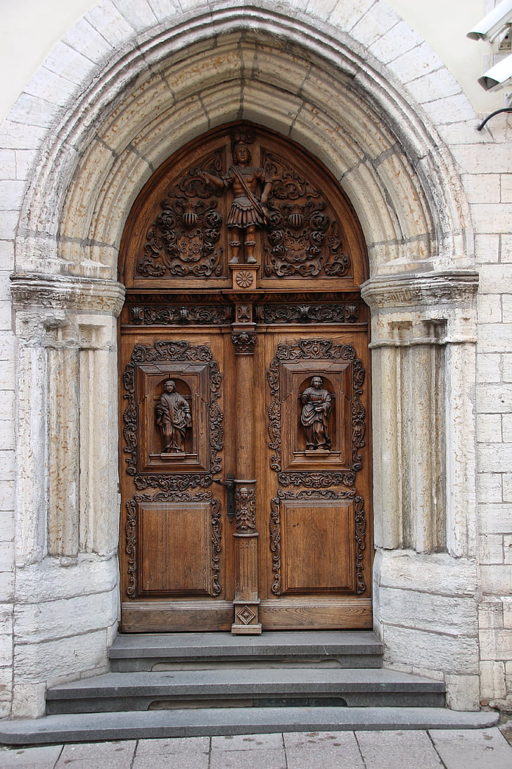 deur, hout, antieke, oude deur, gemeente huis, ingericht, decoratieve