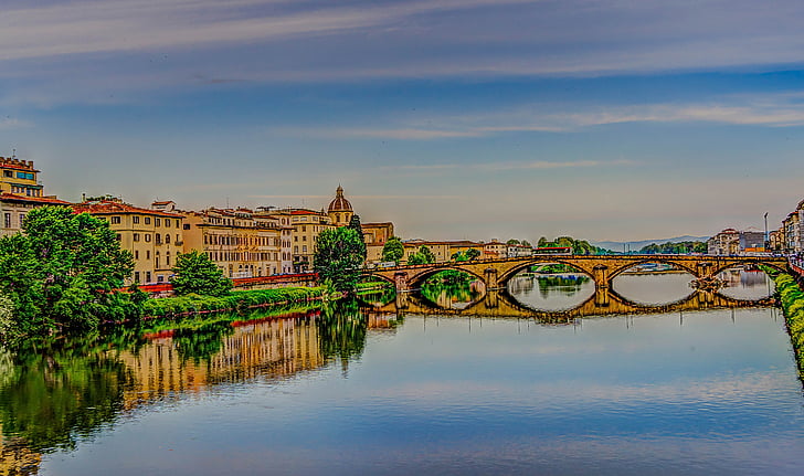 Ponte vecchio, Florence, Italië, brug, stedelijke, gebouwen, het platform