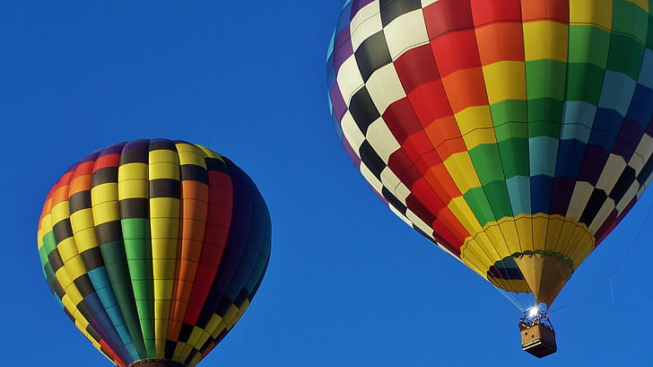 hot air balloons, blue sky, adventure, basket, travel, float, transportation
